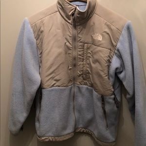 North Face women’s Denali blue and gray fleece Med